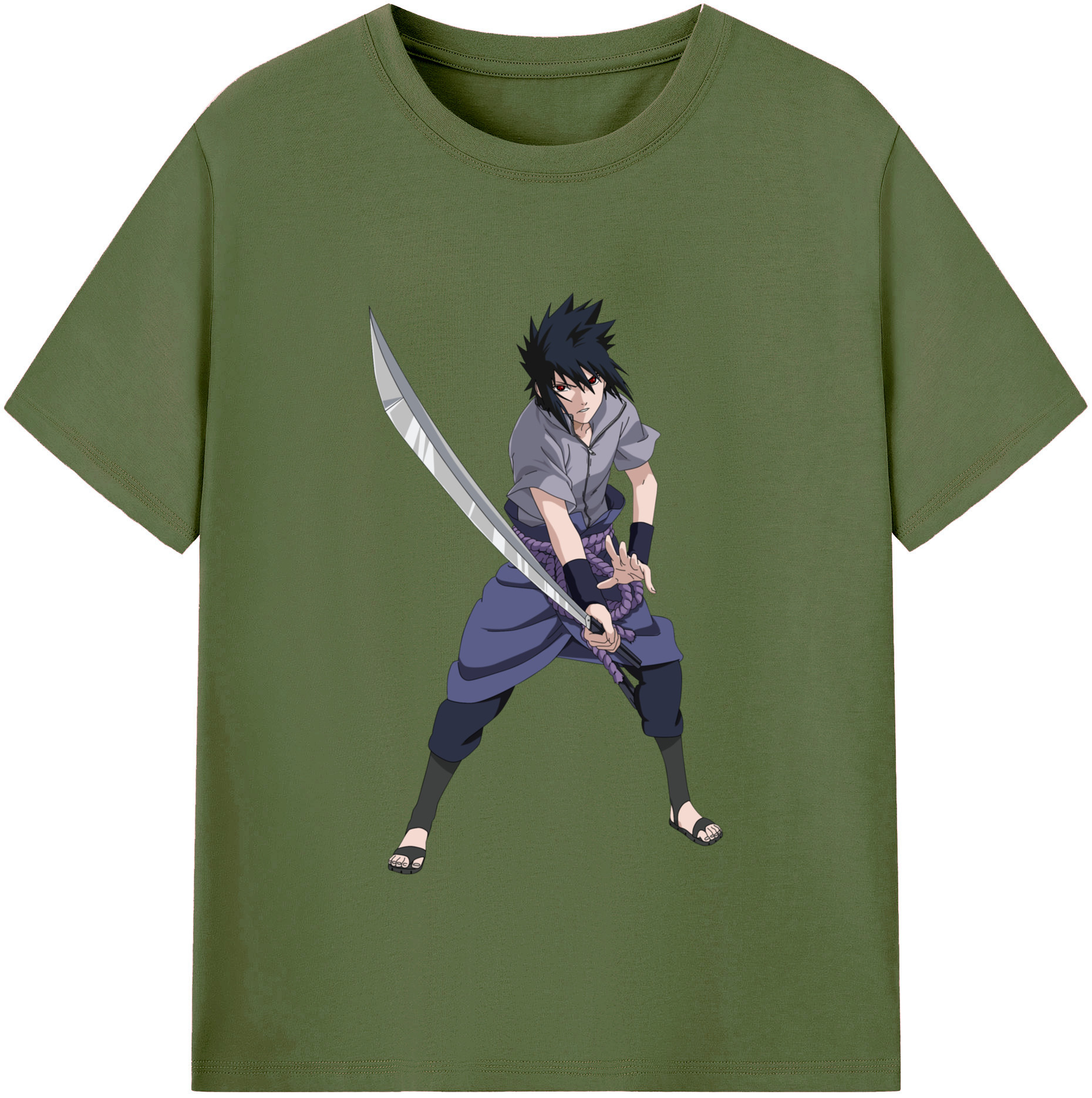 （画像用） NARUTO -ナルト- うちは サスケ Uchiha Sasuke 綿100％半袖Tシャツ（フロントプリント）
